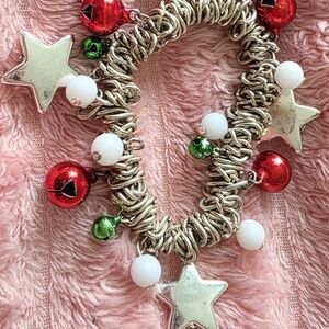 Festive Silver Star and Bell Bracelet